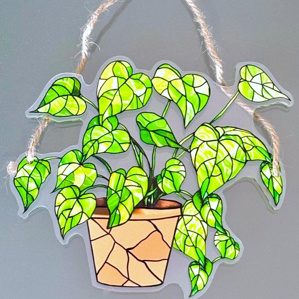 COPY - Gorgeous Monstera Tropical Plant Houseplant Mosaic Suncatcher Window Han…